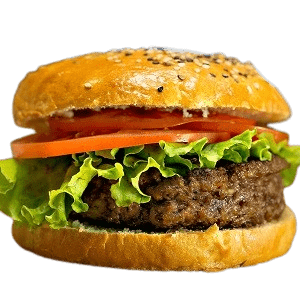 hamburguesa de vaca con lechuga y tomate